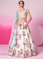 Silk Cream Wedding Wear Sequins Work Lehenga Choli